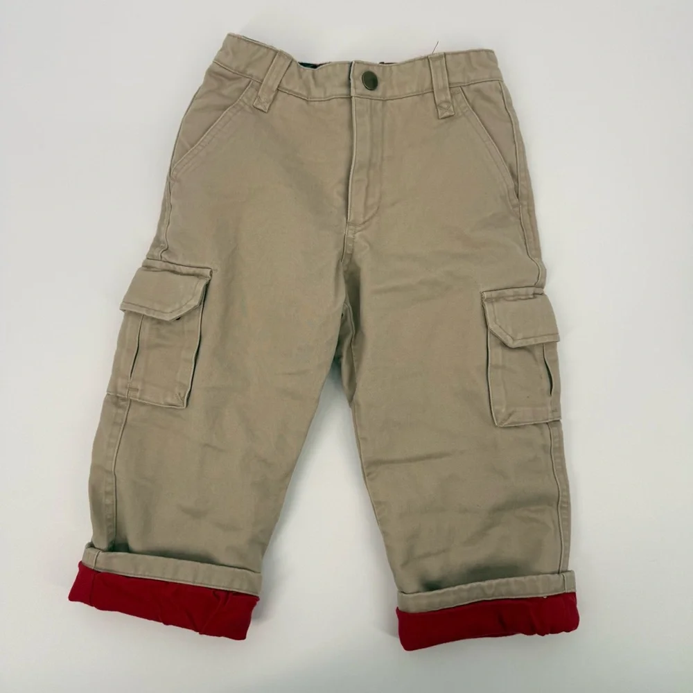 🚨SOLD🚨Baby GAP 100% Cotton Toddler Boy’s Fully-Lined Khaki Cargo Pants Size 3T - Picture 2 of 6